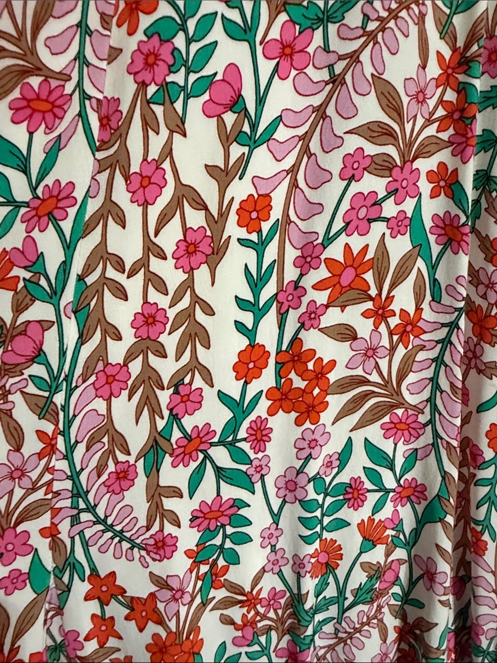 Boden Pink Floral Maxi Dress with Green & Red Accents - Picture 2 of 2